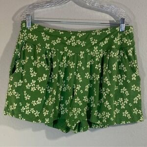 Toad&Co Green Chakra Pull on Shorts Green Floral  Womens XL Casual Everyday